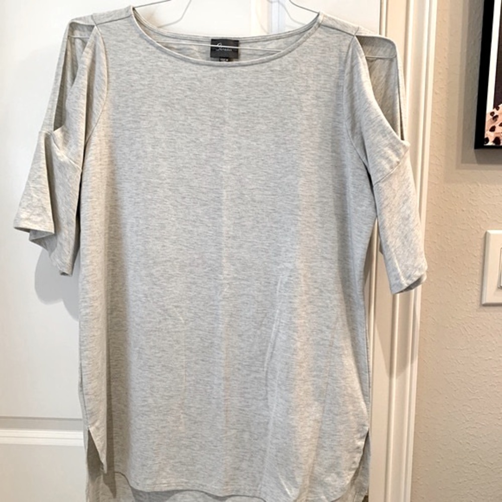 Strazzi Cold Shoulder Top Heather Gray Size Medium